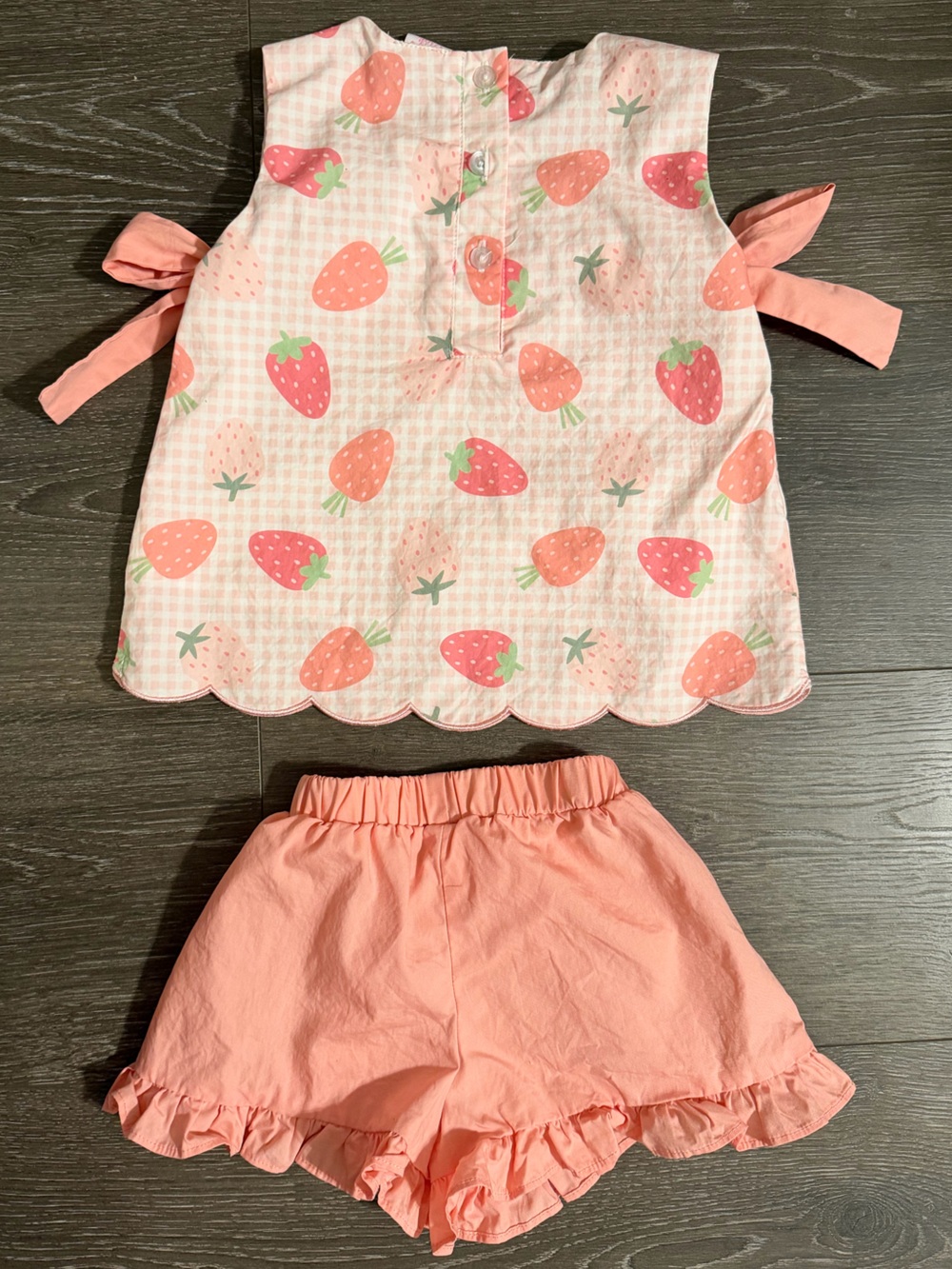 Stitchy Fish Pink Strawberry Gingham Top with Shorts - Picture 2 of 6
